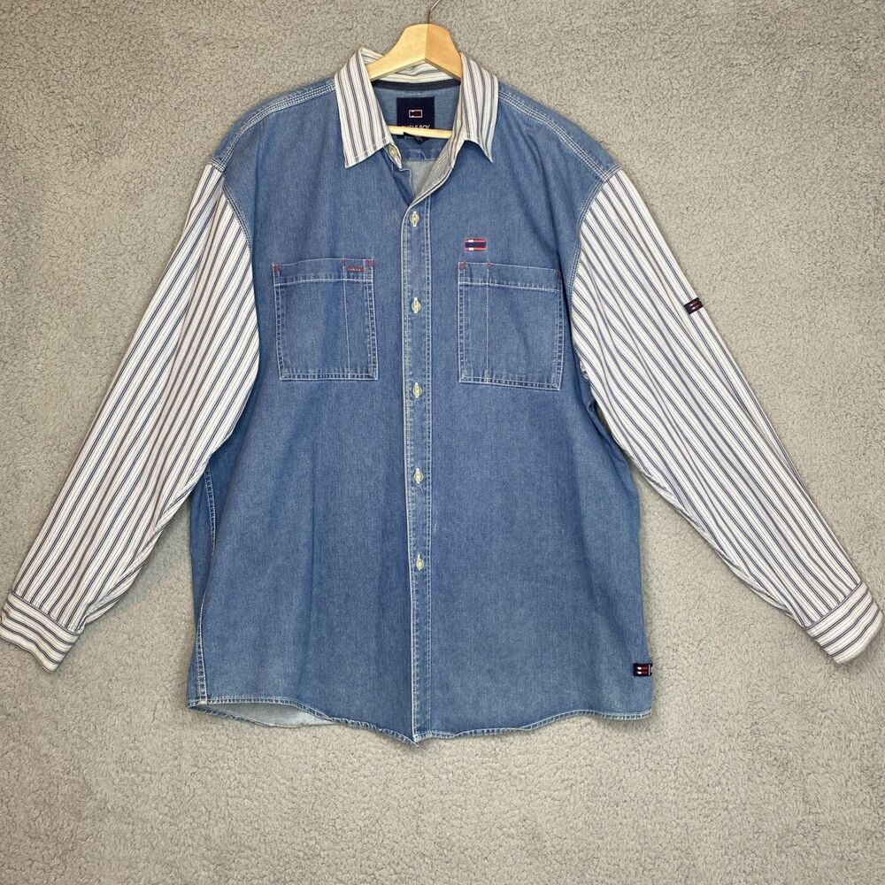 Vintage 90s Bugle Boy Streetwear Company Color Block Button Down Size Large